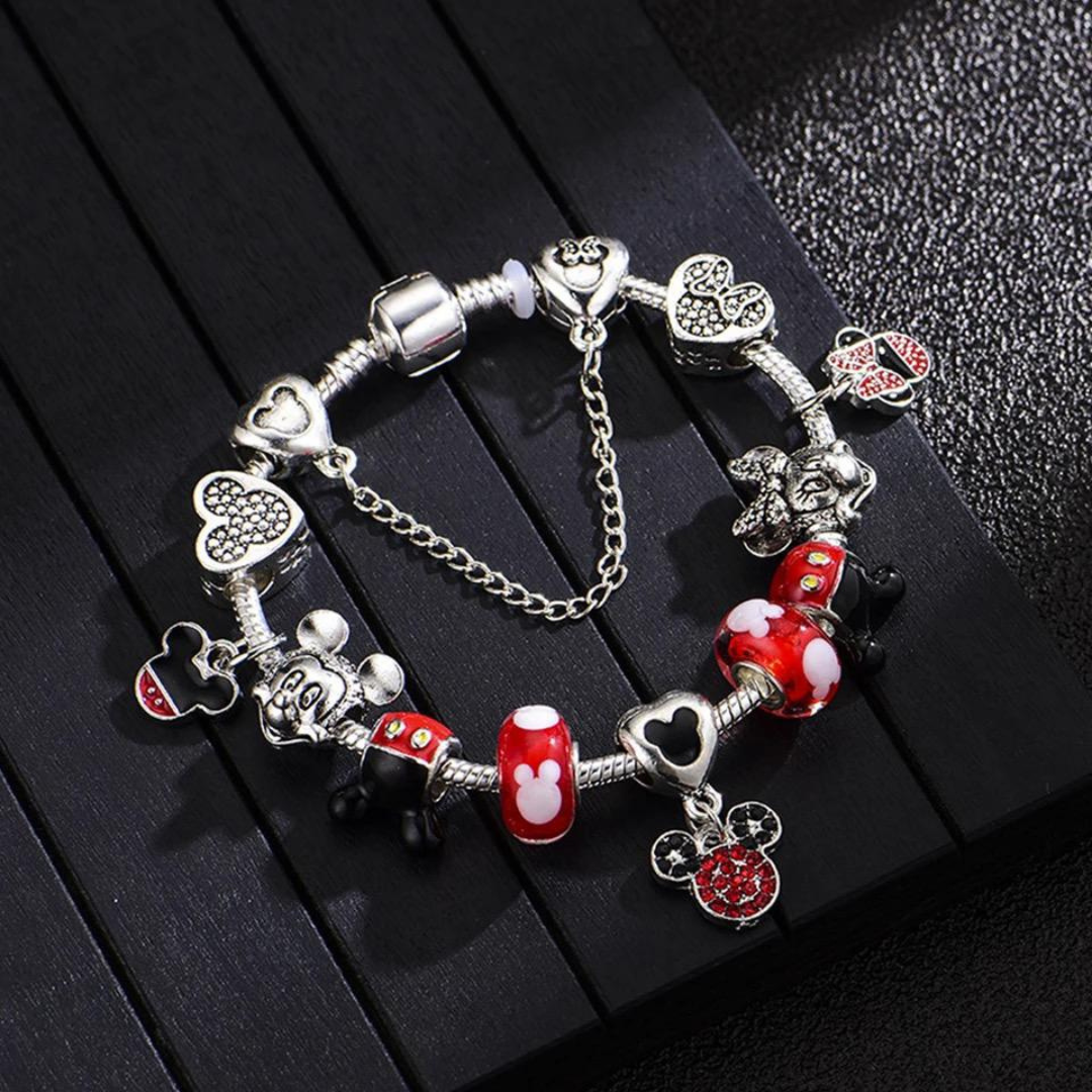 Birbeland - Set Armband Minnie und Stitch mit 12 Anhängern