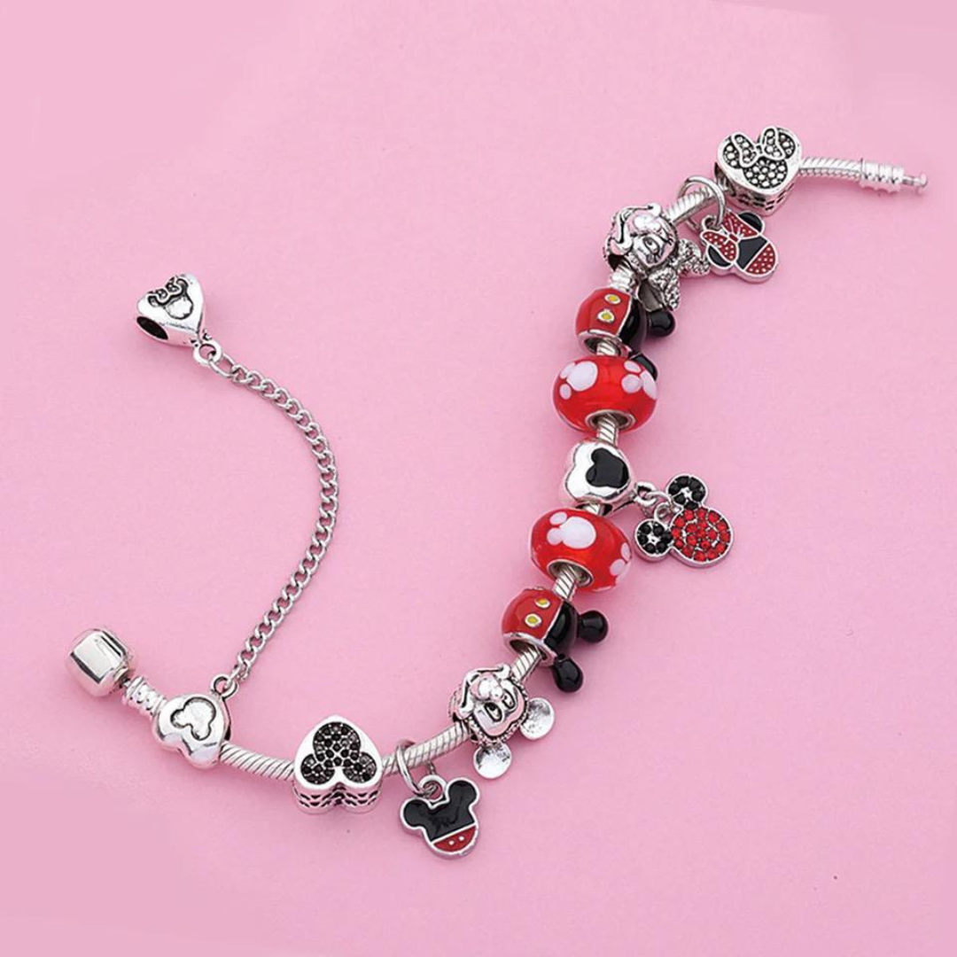Birbeland - Set Armband Minnie und Stitch mit 12 Anhängern