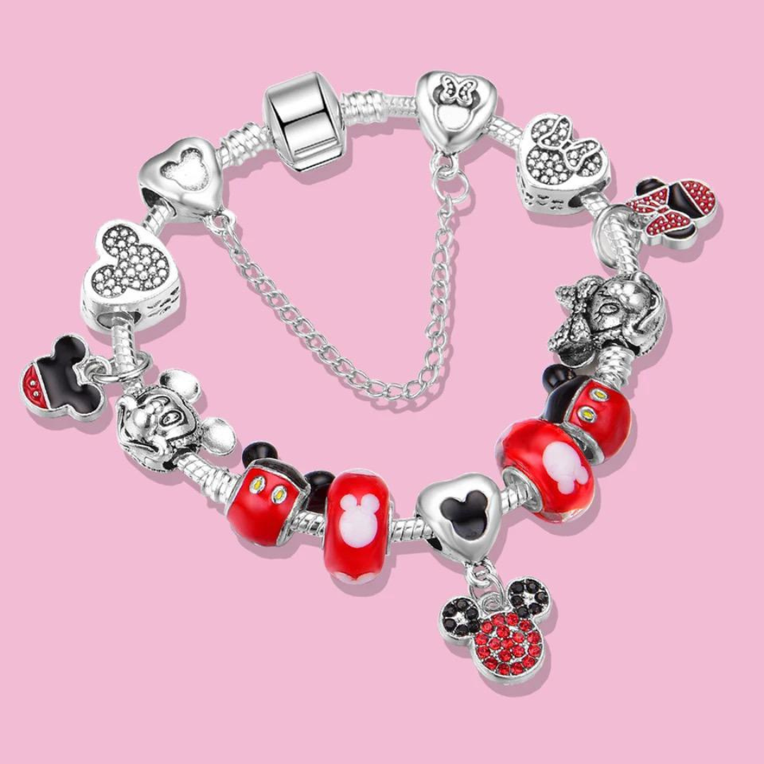 Birbeland - Set Armband Minnie und Stitch mit 12 Anhängern